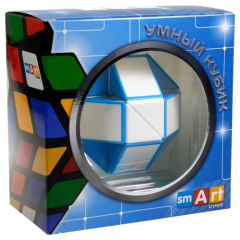Змейка Рубика Smart Cube бело-голубая в коробке