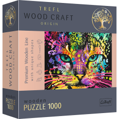 Пазли фігурні з дерева - (1000 елм.) - "Кольоровий кіт" / Trefl