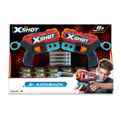 X-Shot Red Набір скорострільних бластерів EXCEL Double Kickback (2 бластиря, 6 банок, 8 набоїв)