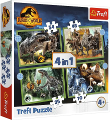 Пазлы - Угрожающие динозавры / Мир динозавров (4в1)
