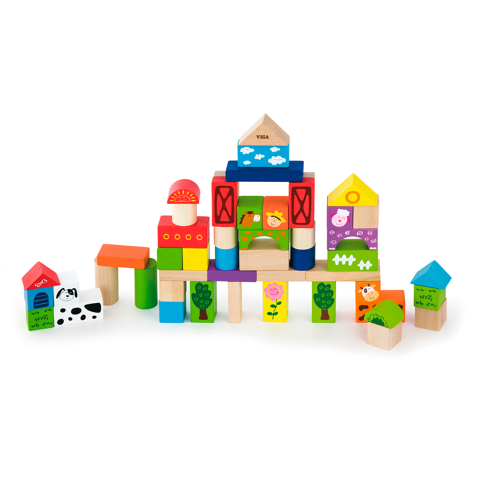 Кубики Viga Toys Ферма, 50 шт., 3 см (50285)