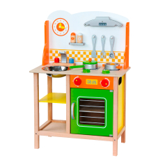 Детская кухня игрушки Viga, сделанные из дерева с блюдами (50957)