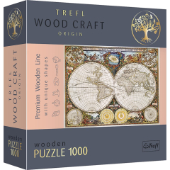 Пазлы фигурные из дерева 1000 элм. Античная карта мира