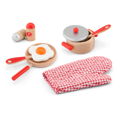 Детская кухня набор Viga Toys Toysware, сделанная из деревянного красного (50721)