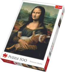 Пазлы - (500 Элм.) - Мона Лиза и дремлющий котенок