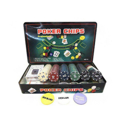 Покерный набор JOHNSHEN SPORTS 300 фишек с номиналом + сукно (жестяная коробка) (IG-3007)