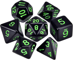 Opaque 7 Dice Set Black (w-green) Games7Days - Набір кубиків (g7dopaq01)