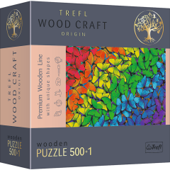 Пазли фігурні з дерева - (500 + 1 елм.) - "Кольорові метелики" / Trefl