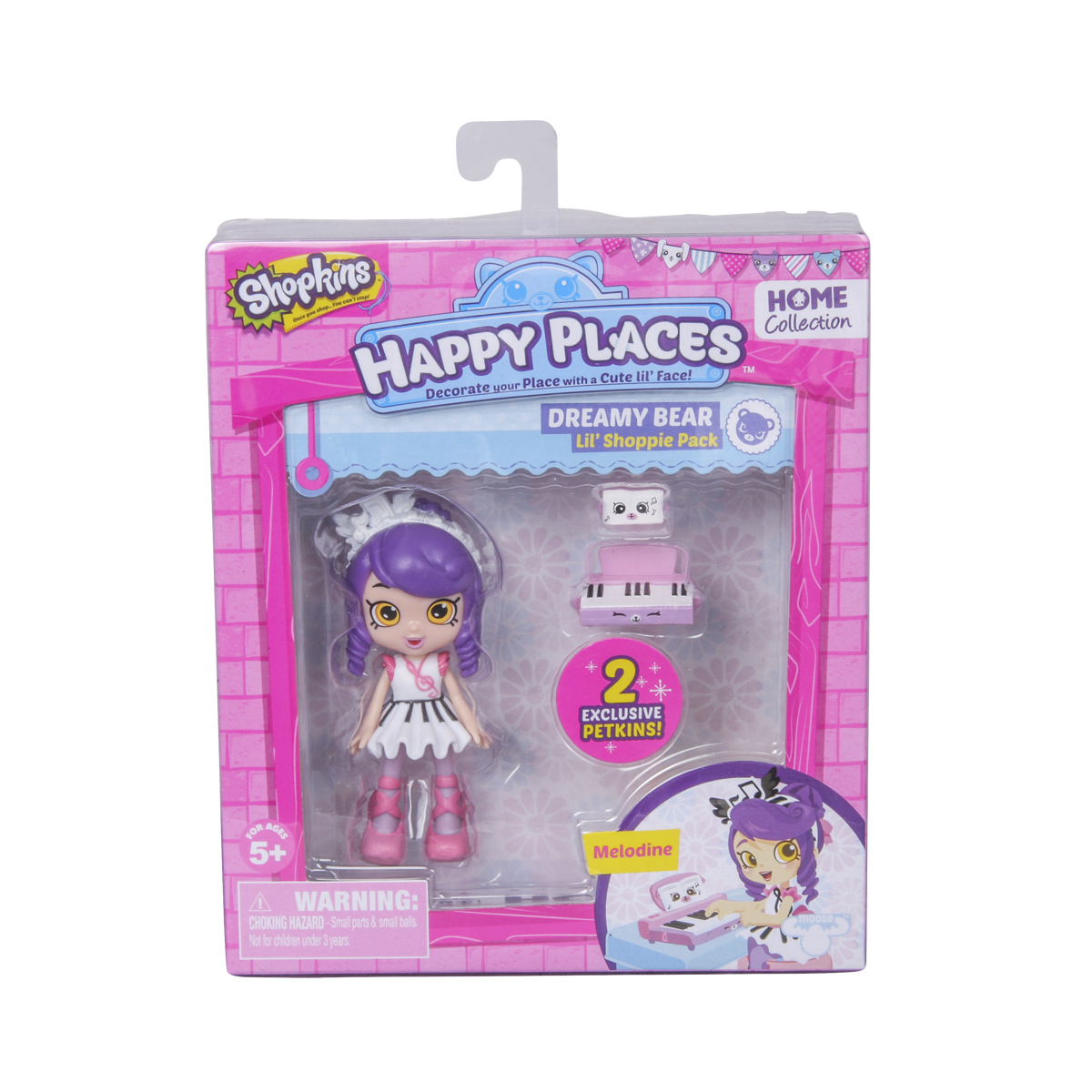 Кукла HAPPY PLACES S1 – МЕЛОДИНА (2 эксклюзивных петкинса, подставка)