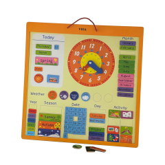 Магнитный календарь Viga Toys с английскими часами (50377)