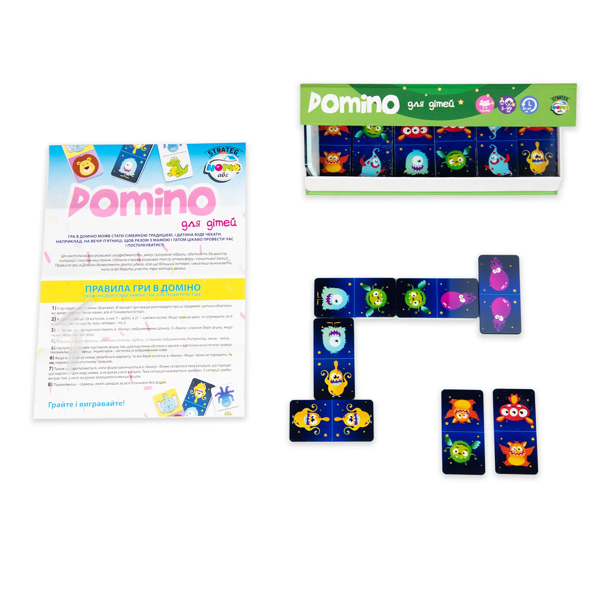 Настольная игра Strateg Domino Limited edition монстрики на украинском  языке (30736) купить по цене 1839 грн грн. в Украине | Интернет-Магазин  ROZUM