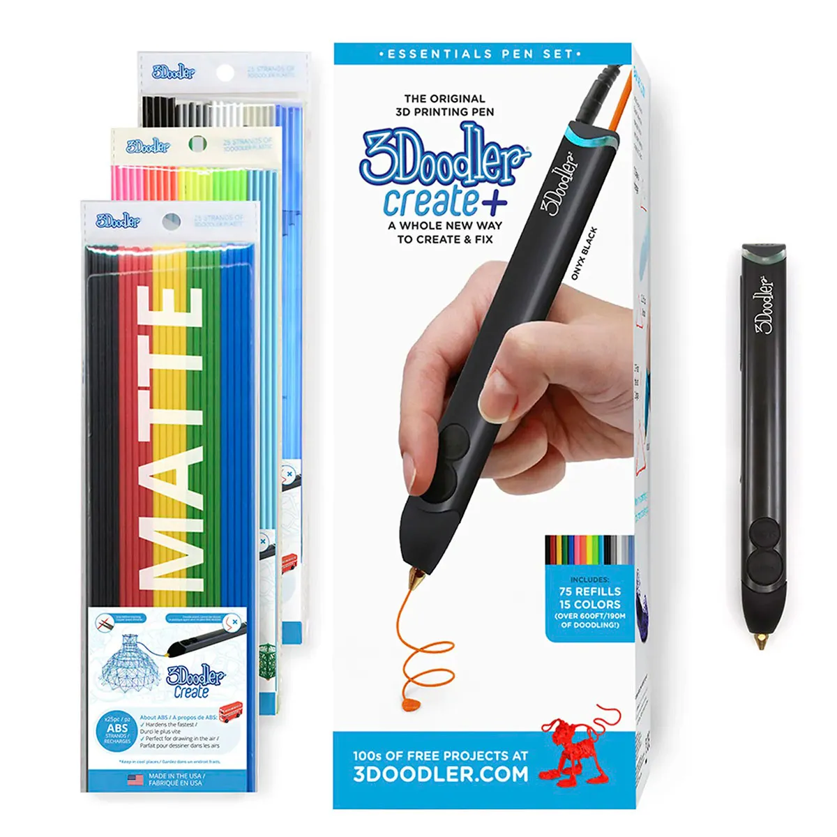 Набор 3Doodler Create Plus черная 3D-ручка, 75 стержней (8CPSBKEU3E) Купить  по цене 4495 грн грн. в Украине | Интернет-Магазин ROZUM